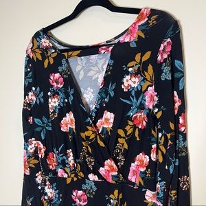 NWT Loft Black Floral Bar Back Long Sleeve Dress size 4